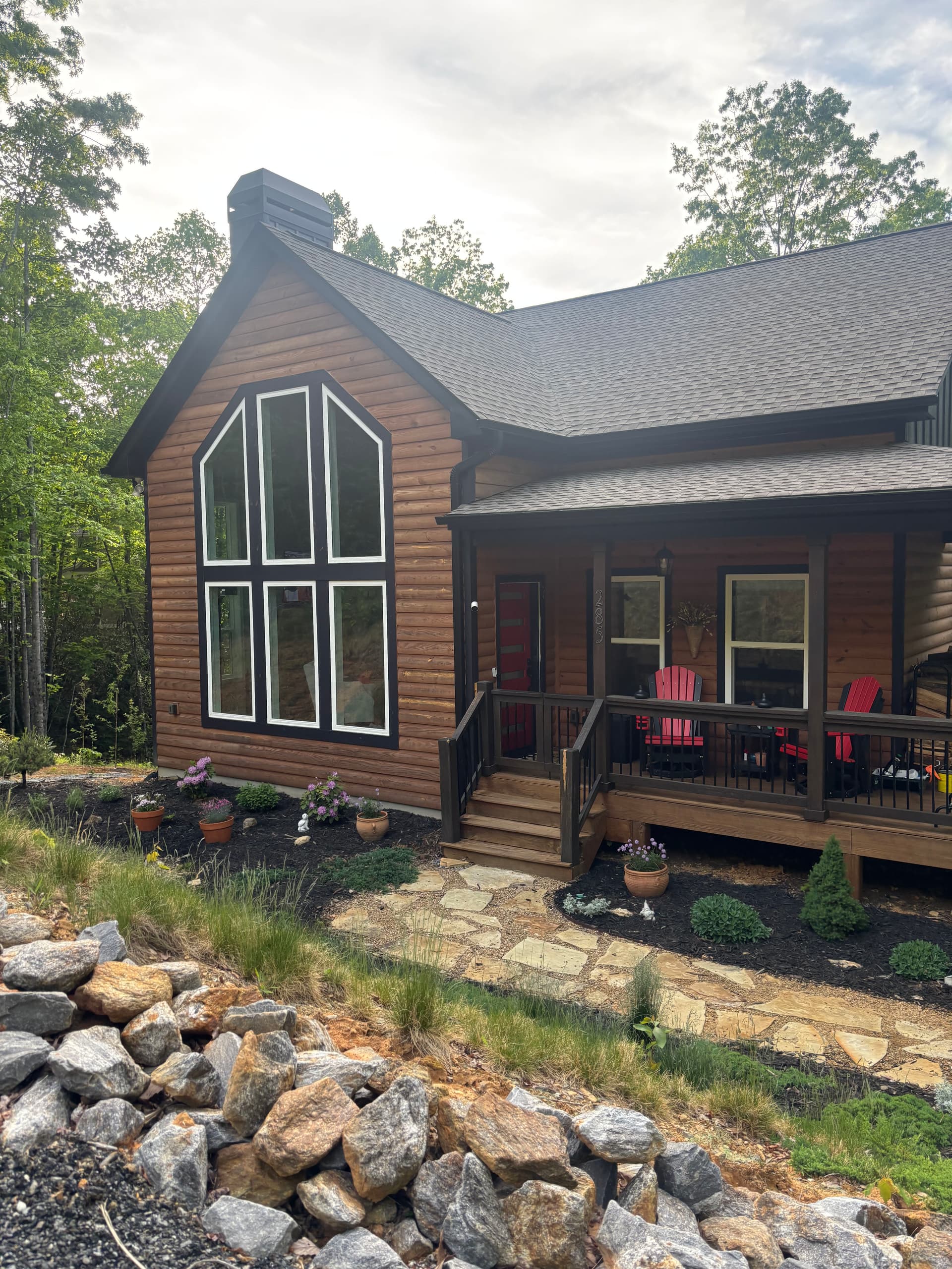 Full Interior and Exterior Window Cleaning on a Two-Story Log Home